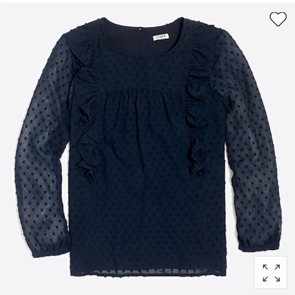 J Crew Factory Ruffle Front Polka Dot Blouse - Picture 2 of 5